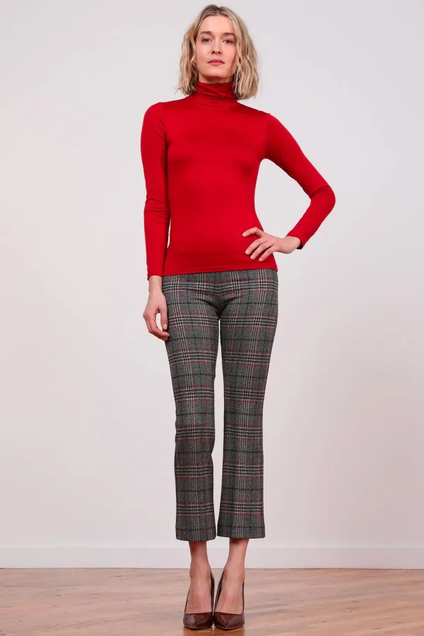 Pants*AVENUE MONTAIGNE Leo Tartan Plaid Red